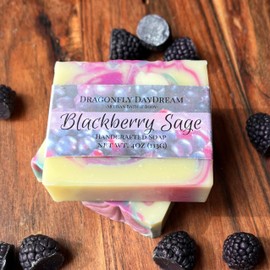 Blackberry Sage Handmade Artisan Soap (1 Pack) - Handcrafted Vegan Soap Bar, Berry scent 4oz