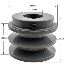 Saelno 2BK27-1 1/8 Double Groove Pulley,v Belt Pulley 1 1/8 inch bore 2.85" OD,Motor Pulley Cast Iron for A AX B BX 4L 5L V-Belts,2BK27X1-1/8 Pulley
