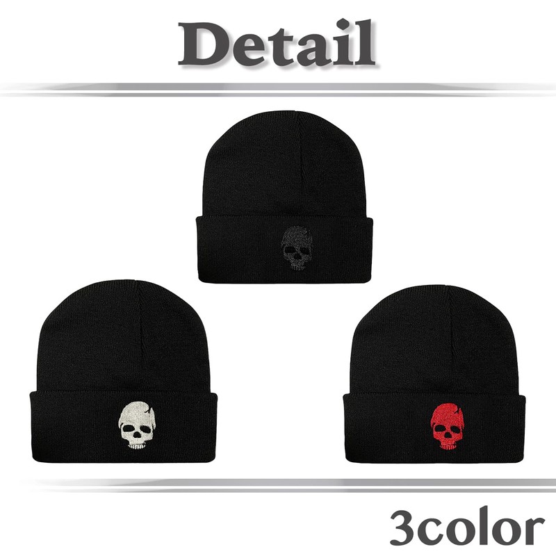 White Fang CZ473 Skull Rock Beanie, Knit Hat, Fashionable, Outdoor,