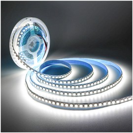 Tesfish 12 V LED Strip Light, White 6000 K 5 m LED Strip Light 10000 LM Super Bright SMD 5050 IP20 Total 600 LEDs LED Strip LED Light Strip for Bedroom, Kitchen, Advertising Decoration