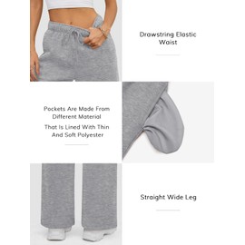 ATHMILE Women’s Sweatpants Winter Fleece Lined Baggy Cargo Thick Pants Straight Wide Leg Athletic Winter Joggers with Pockets Dark Grey