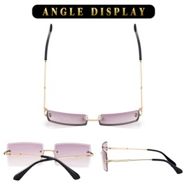 NIEEPA Fishion Small Rectangle Sunglasses Vintage Women Men Tinted Rimless Eyewear Ultralight Candy Color Ocean Sun Glasses Shades