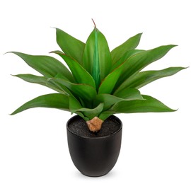 Briful 13'' Artificial Agave Plants Realistic Potted Faux Agave Plants 16-Leaf Small Crown Succulent Fake Plants in Black Pot Houseplant for Home Decor Farmhouse Indoor Outdoor Patio