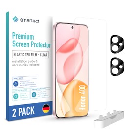 smartect TPU Screen Protector [2 + 2 Pieces] Compatible with Honor 400, Display + Camera, Covers the Whole Display, Screen Protector Bubble-Free, Screen Protector Anti Fingerprint