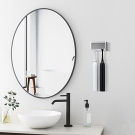 PARKMANI Toothbrush Holders Wall Mounted with Cover, Electric Tooth Brushing Holder for Bathroom, 2 Slots Self Adhesive Toothbrush Organizer, Toothbrush Stand for Family, Kids (1, Brushed Silver)