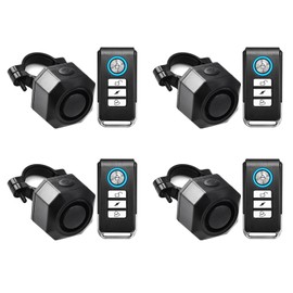 KCMYTONER Electric Bike Alarm with Remote Controller,Bicycle Alarm System Anti Theft, Bike Alarm, Car Vibration Alarm USB, IP65 Waterproof,Safety Alarms for Vehicle Trailers and Motorcycles,4PK