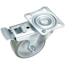 Metafranc Swivel Castor Diameter 75 mm - Lock - 70 x 59 mm Plate - Polyurethane Wheel - Soft Tread - Roller Bearings - 75 kg Load Capacity/Transport Castor/Furniture Castor/Heavy Duty Castor / 802930