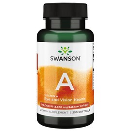Swanson Vitamin A 10,000 IU (3,000 mcg RAE) Natural Nourishment for Bone, Skin Health, Vision Support & Immune System Function - High Absorption Vitamin A 250 Softgels