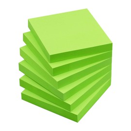 Sticky Notes 3x3 Self-Stick Notes Pads with 6 Bright Colors, Easy to Post for Office, Shool, Home, 6 Pads/Pack, 100 Sheets/Pad(Green)