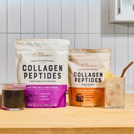 Collagen Peptides Powder – Hydrolyzed Bovine Types I & III, Peach Mango & Unflavored – Supports Hair, Skin, Nails & Joints – Live Conscious