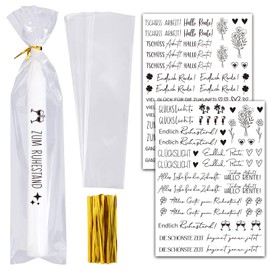 2x Kerzen Tattoo Folie Rente Geschenk Kerzentattoos Ruhestand Abschiedsgeschenk Kollegen Rente Kerzenaufkleber mit 50 Kleine Kerzentüten Wasserschiebefolie Endlich Ruhestand DIY Kerzen Verzieren