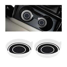 Bittwee 2PCS Car Cup Coaster, Silicone Vehicle Insert Water Bottle Mats Spill Holder, Non-Slip Waterproof Cup Holders, Automotive Interior Cup Pad Accessories, Universal for Most Cars（Black/White）