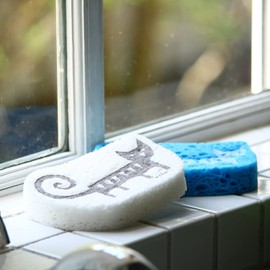 Econfort House Cellulose Sponge, Cuten, Cat, 2 Pieces, Scandinavia, Blue & White