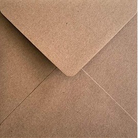 6.5" x 6.5" Kraft Fleck Envelopes. Recycled Rustic Square Envelope Natural Brown. Suitable for Greetings Cards, Birthday, Christmas, Office/Business, Invitations, Discs and Everyday use. Pack of 50
