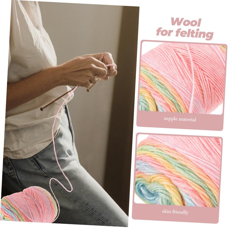 Gadpiparty 1 Roll Rainbow Gradient Crochet Yarn Soft Cotton Knitting