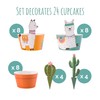 Juego de 24 adornos para cupcakes de cactus y envoltorios