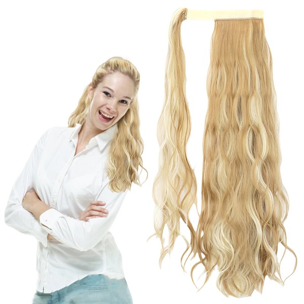 Ombre Hair Extensions Wrap Around Long Curly Clip in Ponytail