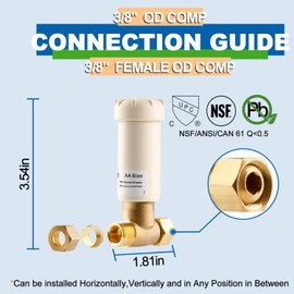 AquaNeurk 2Pcs Resin Water Hammer Arrestor,3/8 Inch OD Compression x 3/8 Inch Female OD Comp Tee Hammer Arrestor For Dish washer,Faucet,Toilet Application,Reduce Banging Noise