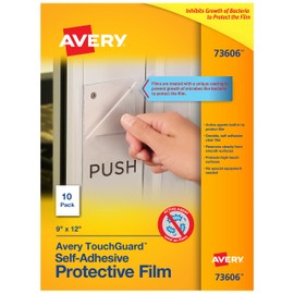 Avery TouchGuard Protective Film, Active Agents Built in to Protect the Film, Laminating Sheets, 9" x 12", 10 Sheets (73606)