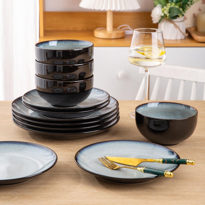 LERATIO Ceramic Dinner Plates Set of 6, 10.5 Inch Handmade