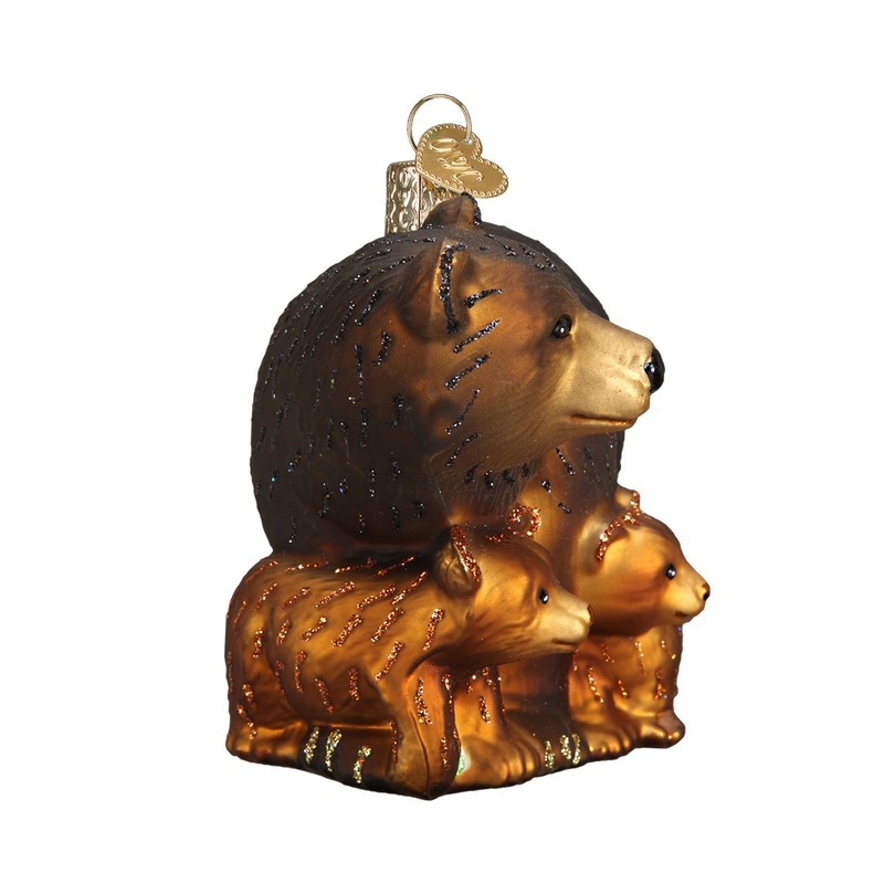 Old World Christmas Bear with Cubs Glass Blown Ornament