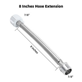 THU9090R Toilet Extension Hose 8 Inches Compatible with TOTO C110/E200/S300/S400 Wash Lets, 7/8 Male Connect to T adapter of Bidet/Diaper sprayer-7/8 Female Connect Ballcock Pipe of Toilet Tank