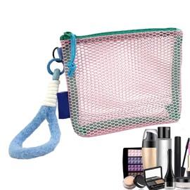 Makeup Storage Bag, Portable Makeup Bag, Lightweight Clear Aesthetic Net Pocket for Daily Toiletry Spa Beach Airplane Hospital Bridal Train Cruise Dorm