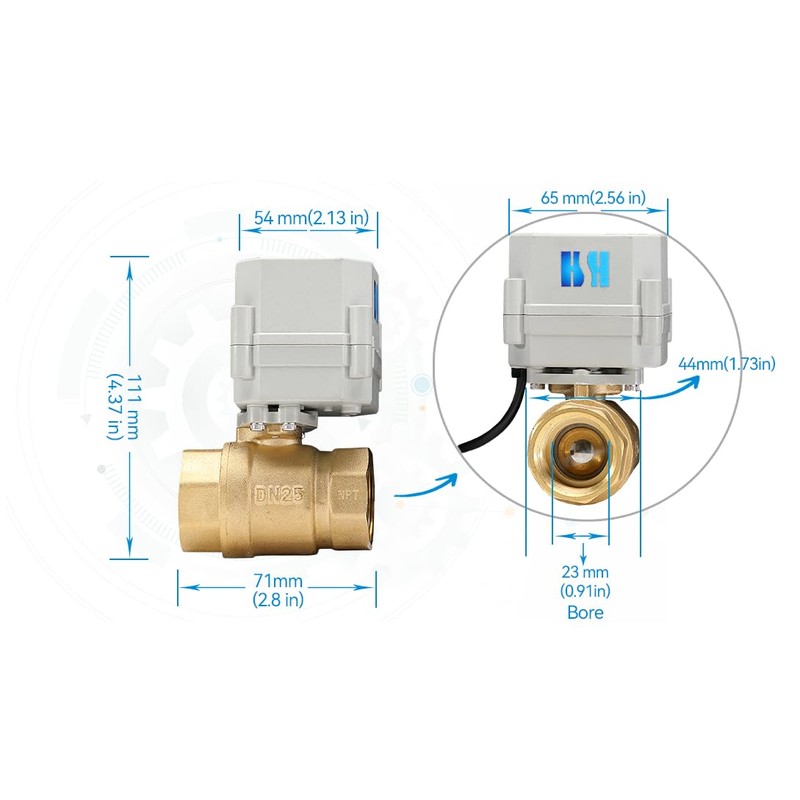 HSH-Flo 1/2" 3/4" 1" 1-1/4" 12V/24VAC/DC 110V-230VAC Brass/Copper On/Off Normally