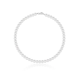 HSIXHAF 1 Piece 8 mm Pearl Necklace for Men Necklaces Men's Faux Pearl Necklace 18 Inch Length Pearl Necklace Choker Necklace White Pearl Necklace Men's Jewellery