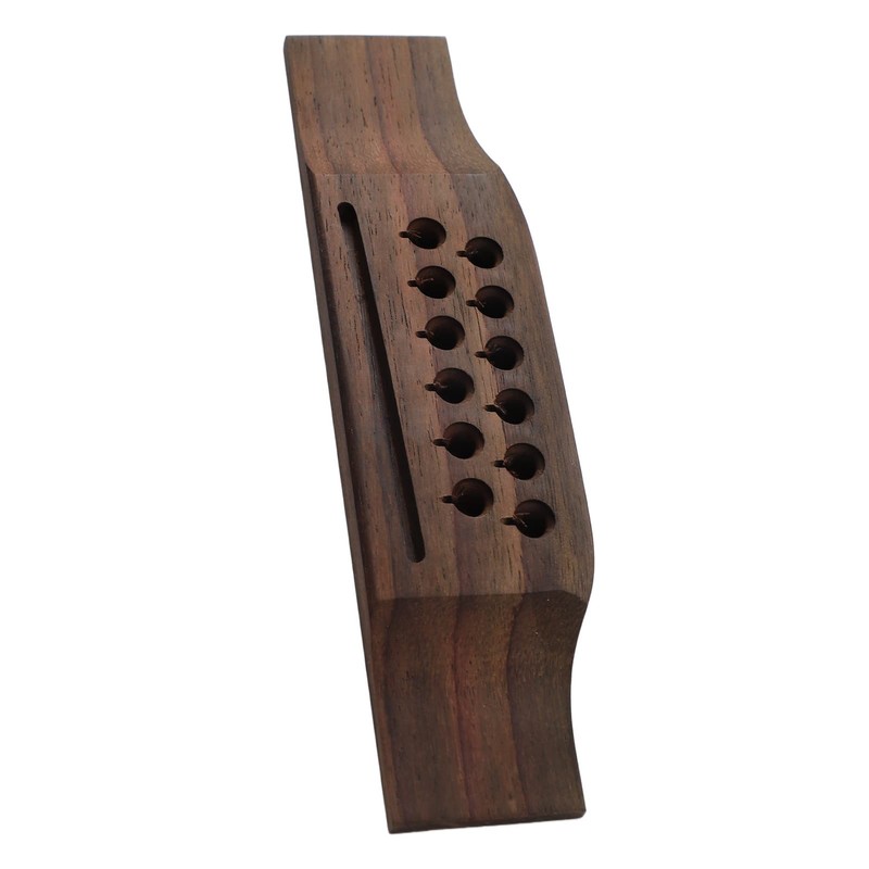 12 String Guitar Bridge Kit Black Roswood and Plastic Saddle