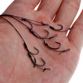 NEWSHOT Barbless Hair Rig Fishing Hooks - 6-Pack, Curved Hook Sizes 6, 8, 10 for Carp/Coarse Fishing with 12lb Braid