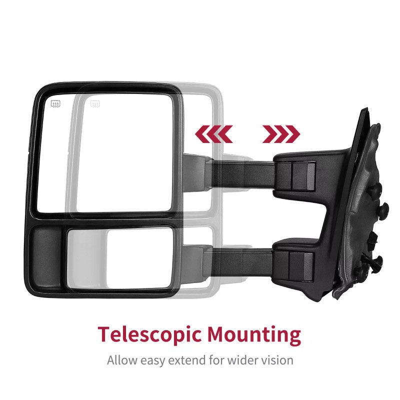 LEDKINGDOMUS Driver Side Power Heated Tow Mirror For 08-16 Ford