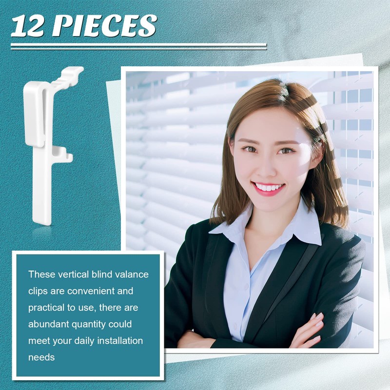 Jetec 12 Pieces Vertical Blinds Valance Clip White Plastic Dust