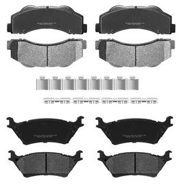 YxpBrake Ceramic Brake Pads Front and Rear Fit for Ford F-150 2012-2014 Replacement Parts with Hardware Kits