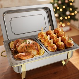 Chafing Dishes for Buffet 1 Pack 2 Pans, High Grade 9QT Chafing Dish Buffet Set, Chafers and Buffet Servers Warmers Sets for Parties, Events and Weddings