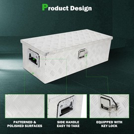 SCITOO 30 Inch Diamond Plate Truck Bed Tool Box,Aluminum Heavy Duty Crossover Storage for Most Full Size Pickups,Lockable Weatherproof Chest,Fits 30" Truck Beds,Easy Access to Load and Unload