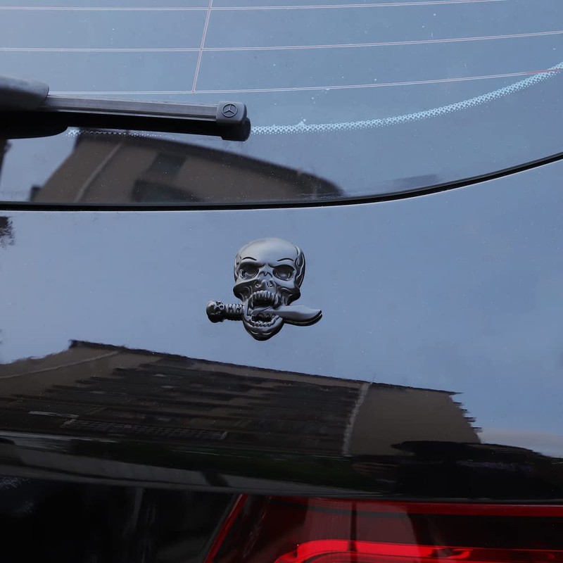 Pack of 2 Skull Emblem Logo Stickers for All Vehicles