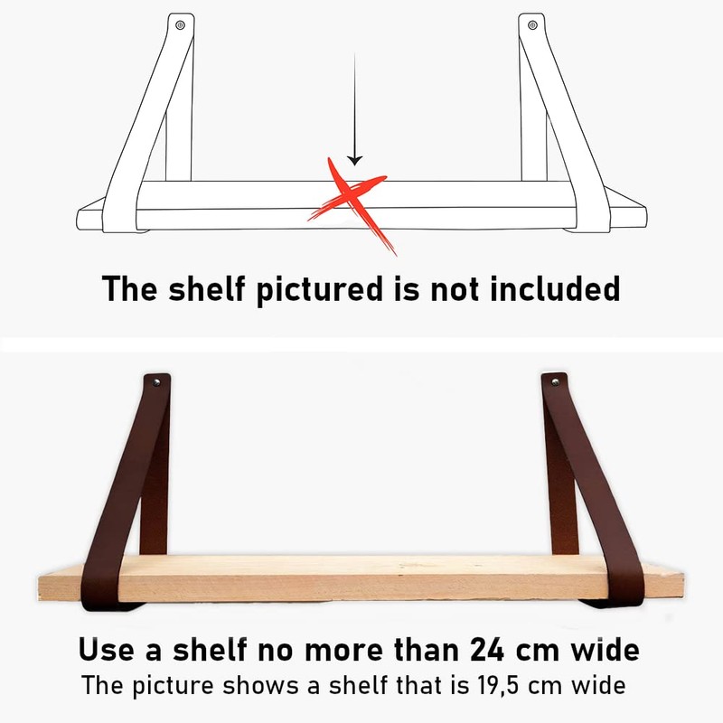 Brute Strength - Leather Shelf Brackets - Brown - Pack