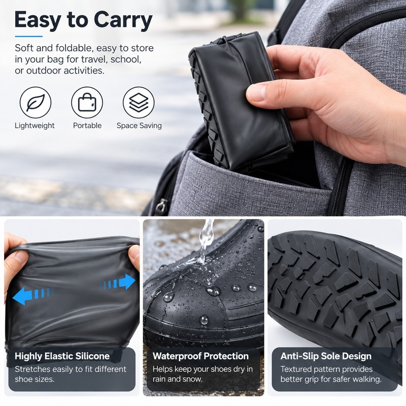 2-4 Pairs Silicone Shoe Covers for Rain & Snow –