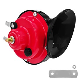 QBOONPT 300DB Super Loud Horn for Truck, 12V Waterproof Air Electric Snail Double Horn, Auto High Low Tone Horn Replacement for Truck, Boat, Train, Boat, Cars, Motorcycle, Bike(Red)