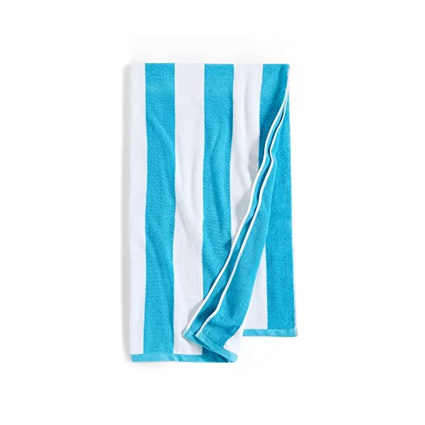 Kassatex Fine Linens Women's Cabana Stripe Beach Towel, Aqua, 40"" x 70"""