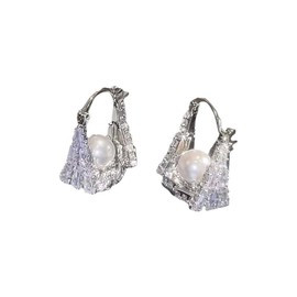 XFSRG Damen Ohrringe Silber Perlen Schmuck Vintage Creolen für Hochzeit und Alltag