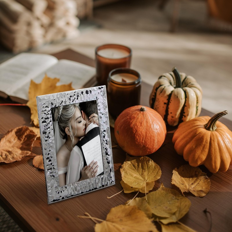 Frametigo Silver Plated Hammered Photo Frame - Fits Photo Size
