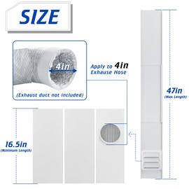 Wintcomfort Dryer Vent Window Kit with Moving Flaps Vent Cover, Designed for Dryer Hose with 4" Diameter, Adjustable Dryer Vent Window Kit for Sliding Windows, Include Installation Seal Tape
