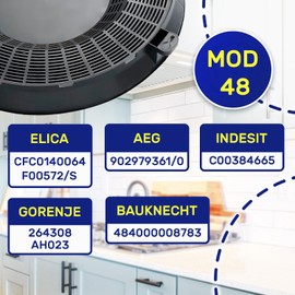 Aktivkohlefilter für Dunstabzugshaube 234 mm x 27 mm Mod 48 mit dem Originalcode CFC0140064 F00572/S für Elica - MADE IN ITALY - MONTERAL