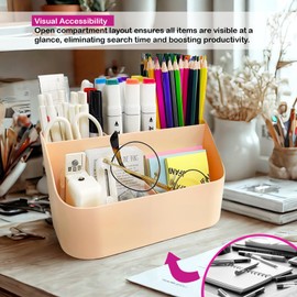JFANexplore Desk Organizer with 5 Compartments, Office Supplies Organizers and Accessories, Makeup Brush Holder, Pen/Pencil Holder, Remote Control Holder