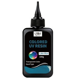 US Warehouse Stock 12 Colors Low Dor Epoxy Acrylic UV Resin Glue Kit Crystal Clear UV Resin DIY for Handicraft Jewelry MakingSize: 6*4*14.5cm, Color: Lake Blue