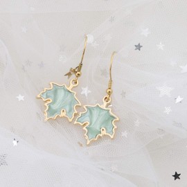 bobauna Fall Maple Leaves Enamel Dangle Drop Earrings Necklace Canadian Leaf Jewelry Autumn Plant Gift (maple earrings green)