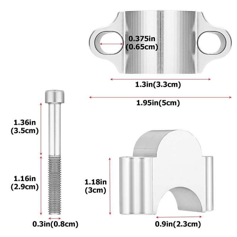 Wsays 7/8" Handlebar Risers 30mm Height Mount Clamp Kit Silver