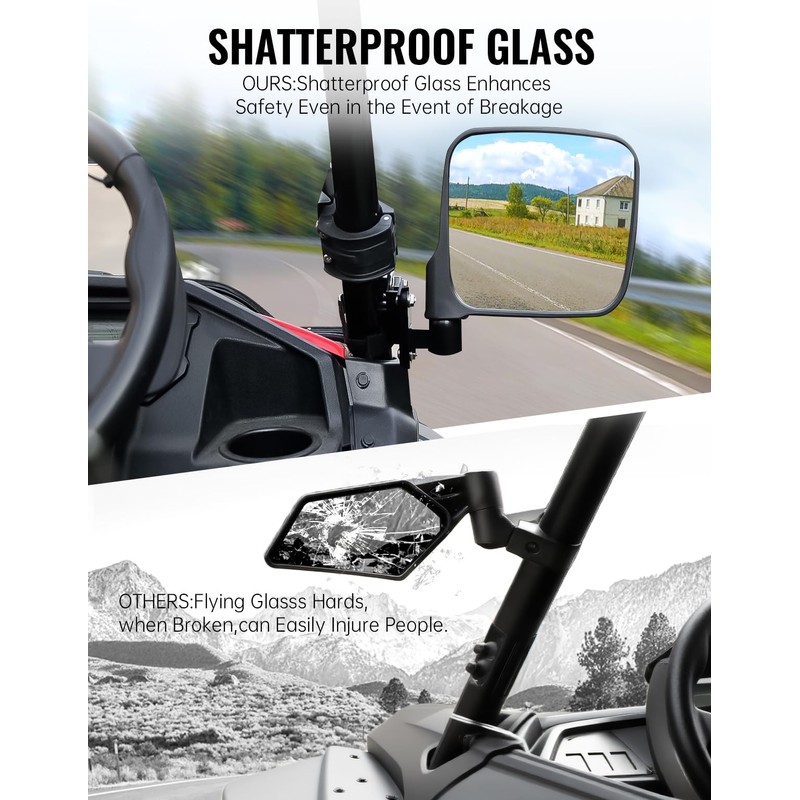 XATVXUTV UTV Side Mirrors for Honda Pioneer 1000 16-25, Adjustable